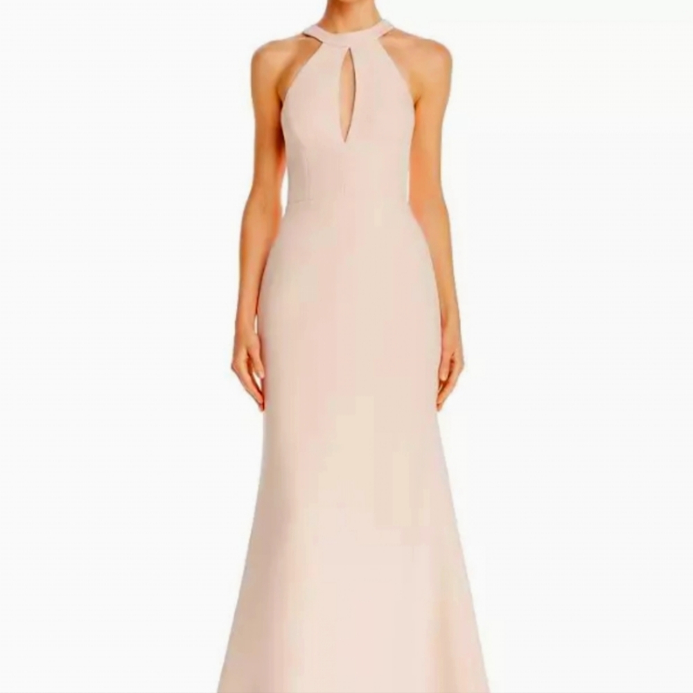 BCBGMAXAZRIA Womens Racerback Halter Gown